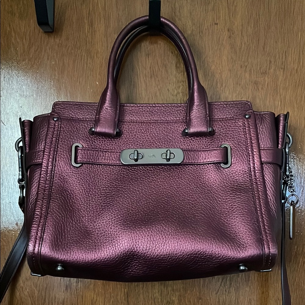 Coach Metallic Burgundy Crossbody Bag